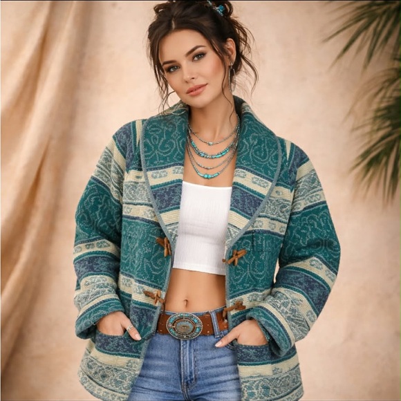Eddie Bauer Jackets & Blazers - EDDIE BAUER Vintage 90s Southwestern Aztec Wool Coat Size Medium